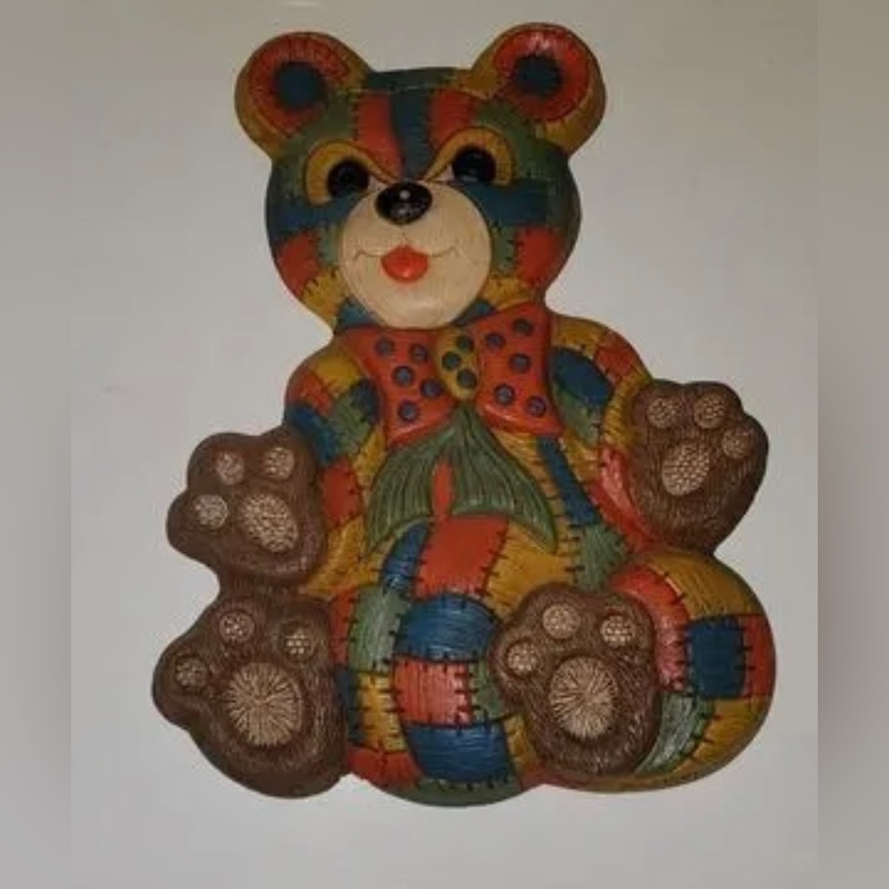 Vintage Foam Craft Patchwork Teddy Bear